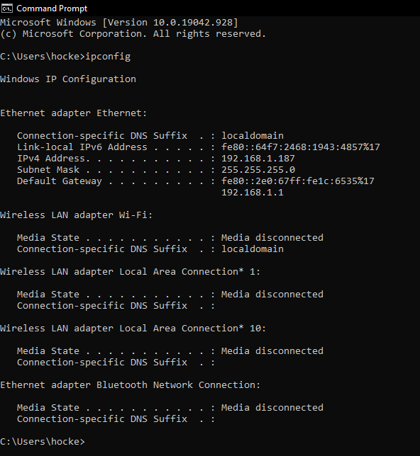 ipconfig